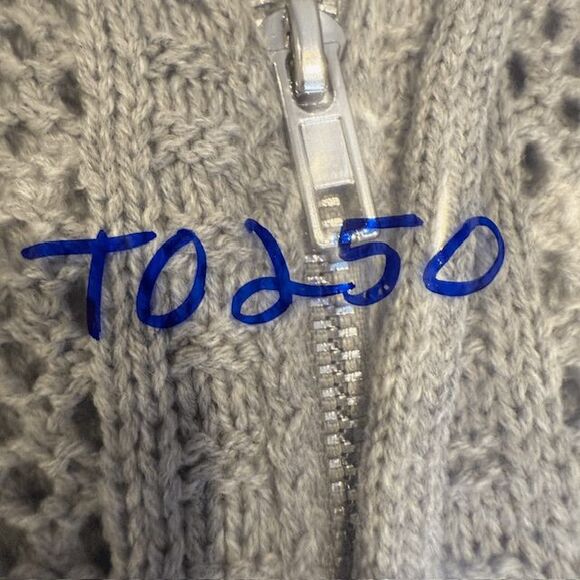 Cider Knit Hooded Zipper Hollow Out Cardigan Gray Open Knit Size XS - Picture 12 of 12